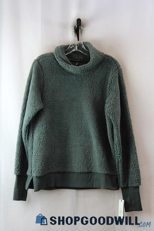 NWT Gaiam Women's Green Funnel Neck Sherpa Sweater SZ-L