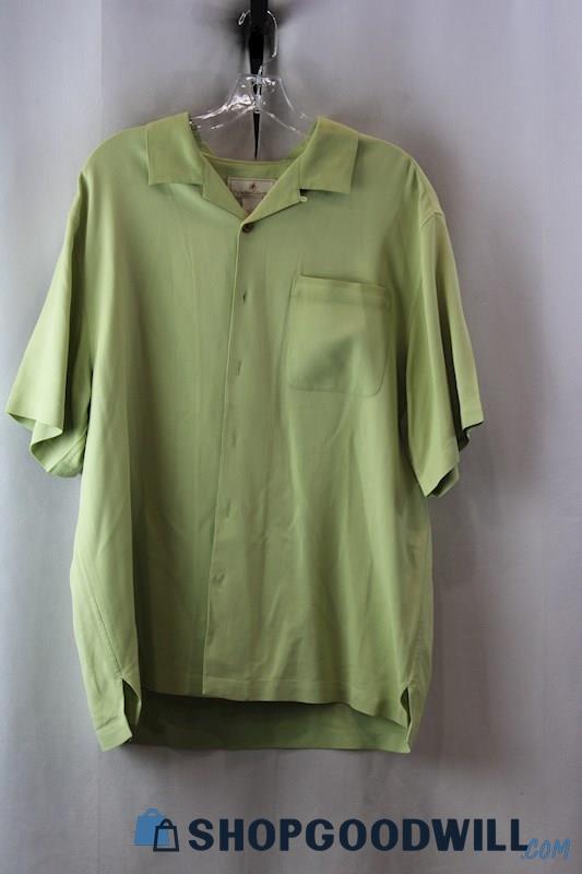 Paradise Collection Men's Green Silk Button Down Shirt sz L