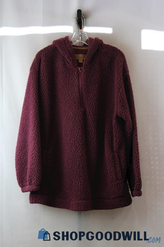 Koolaburra Women's Purple Sherpa 1/4 Zip Hooded Sweater sz XL