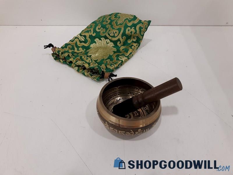 Vintage Tibeton Brass Singing Bowl W/Bag
