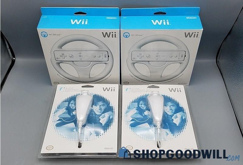 SEALED Nintendo Wii Nunchuck Controllers & Wheel Accessories