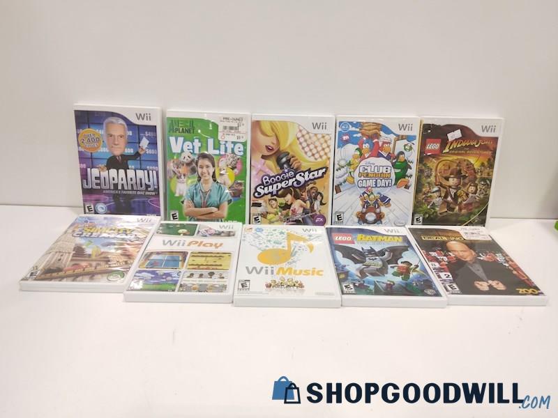 Nintendo Wii Video Game Bundle Lot W/JEOPARDY!, Vet Life, Wii Music and more