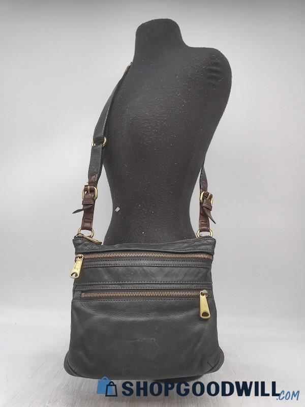 Fossil Explorer Black Leather Crossbody Handbag Purse