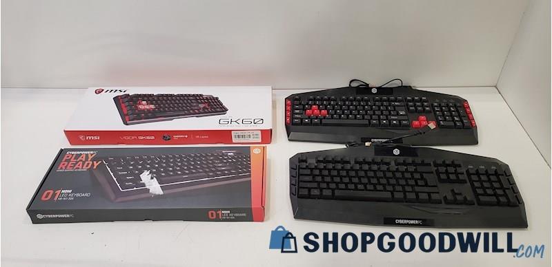Mixed Brands Gaming Keyboards Lot - MSI & CyberPower PC