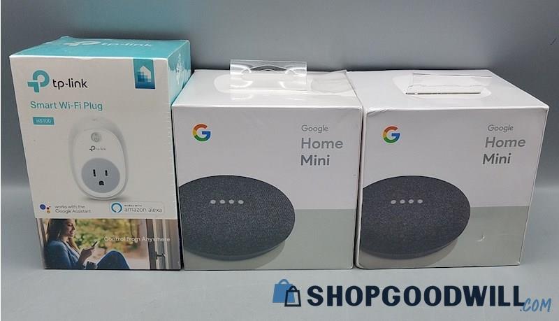  Sealed Google Home Mini 1st Gen Smart Home Speakers + TP-Link Smart Plug