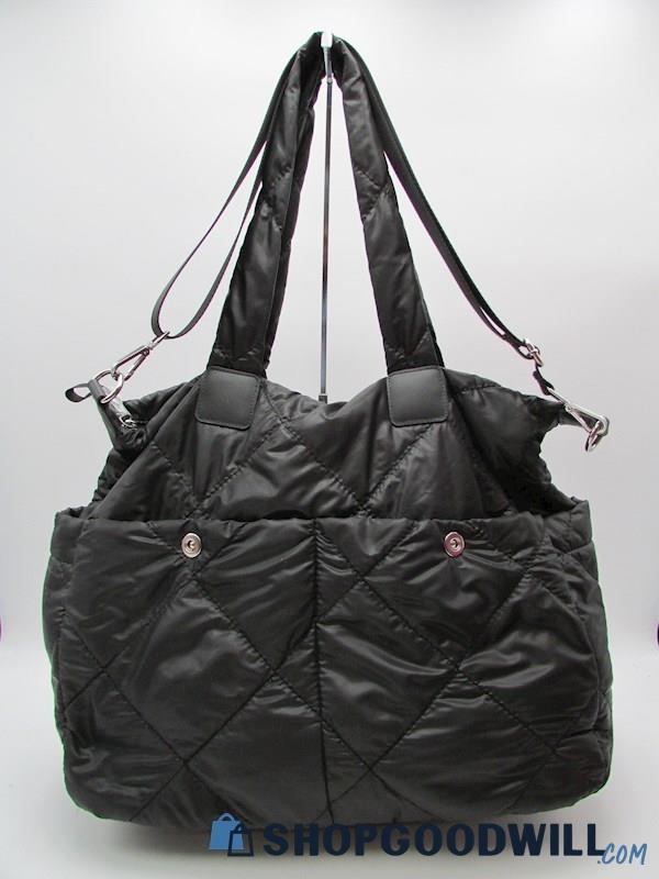 Chico's Black Quilted Nylon XL Satchel Travel Bag Handbag Purse