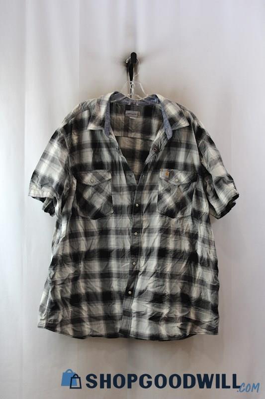 Carhartt Men's Black Plaid Dress Shirt SZ-4XL