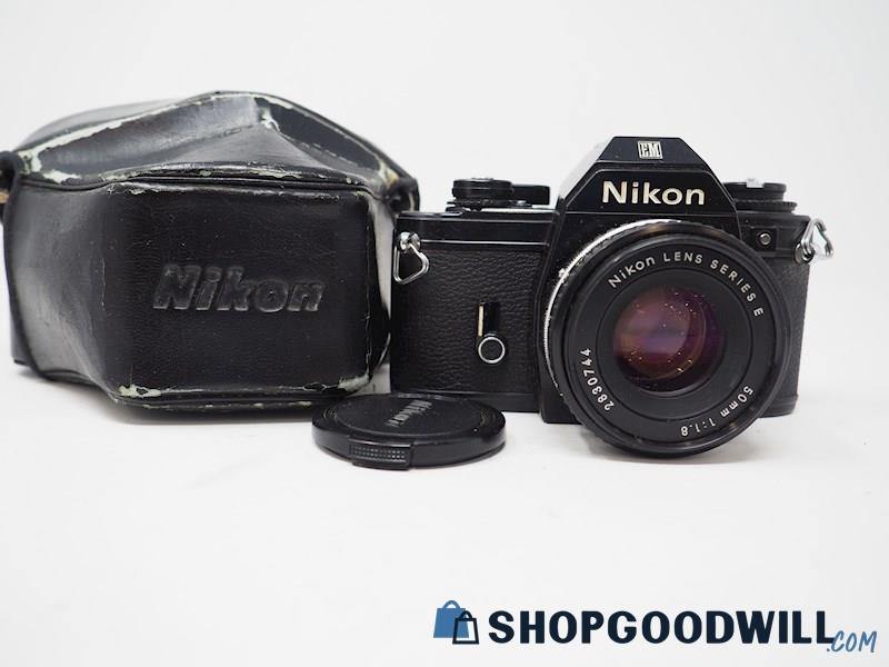 Nikon EM SLR Film Camera w/Nikon Series E 50mm Lens