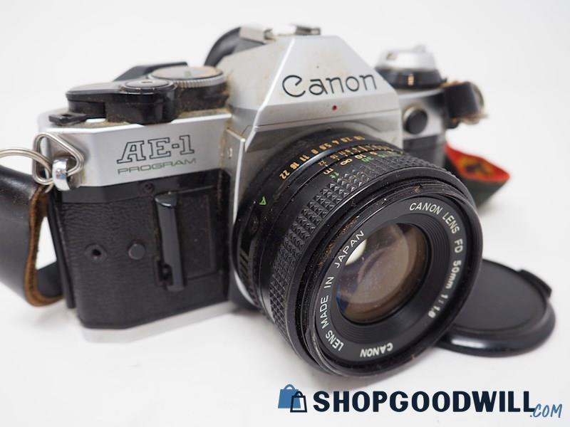 Canon AE-1 Program SLR Film Camera w/Canon FD 50mm Lens