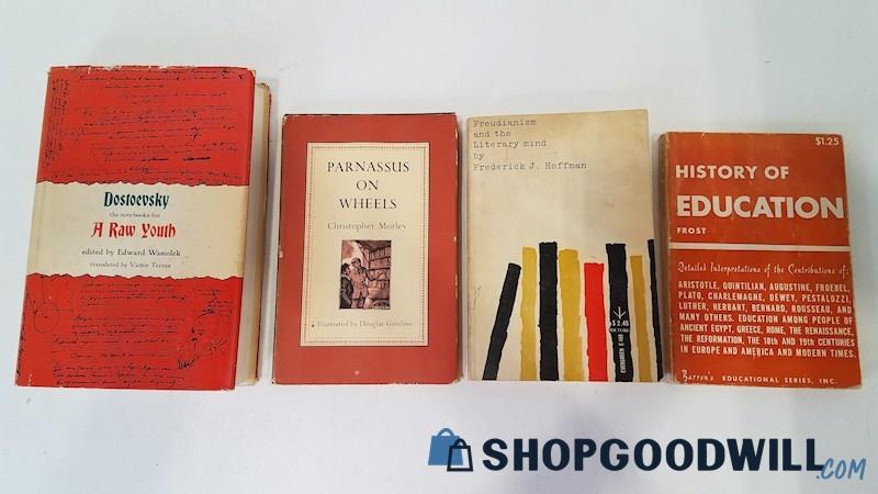 Vtg 1947-c69 Literary Studies HC/SC Dostoevsky Morley Parnassus On Wheels Freud+