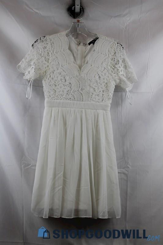 Lulus Women's White Lace Flare Dress SZ 2XS