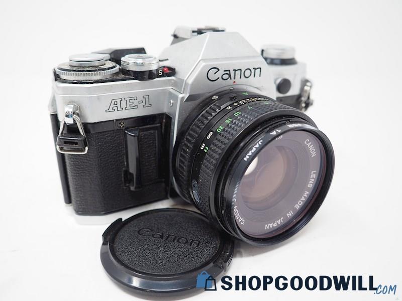 Canon AE-1 SLR Film Camera w/Canon FD 50mm Lens