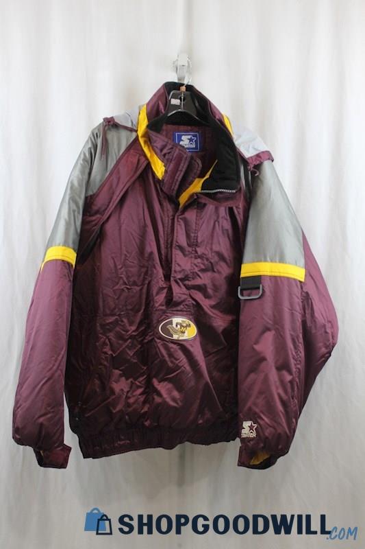 Starter University Of Minnesota Mens Burgundy/Gray Puffer Jacket Sz XL