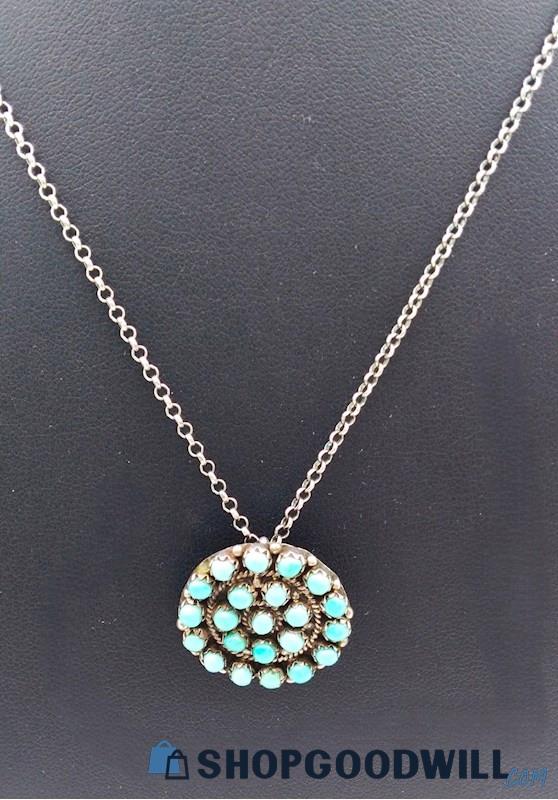 .925 Turquoise Necklace / Brooch 8.5 grams