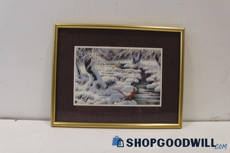 Framed Art Print by Unknown Artist 'Winter Waters-Ringnecked Pheasant'