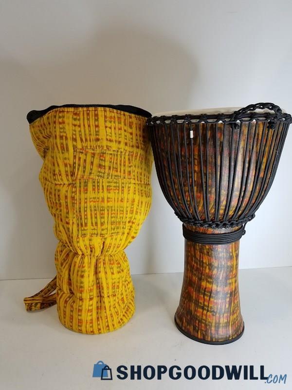 Toca Hand Percussion Rope Tuned Djembe Drum Spun Finish W/ Case (Pick Up Only) 