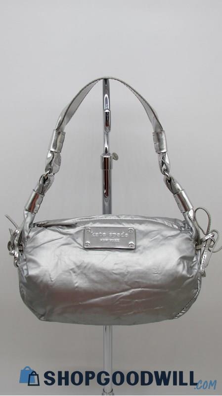 Kate Spade Half Moon Metallic Silver Polyester Shoulder Handbag Purse