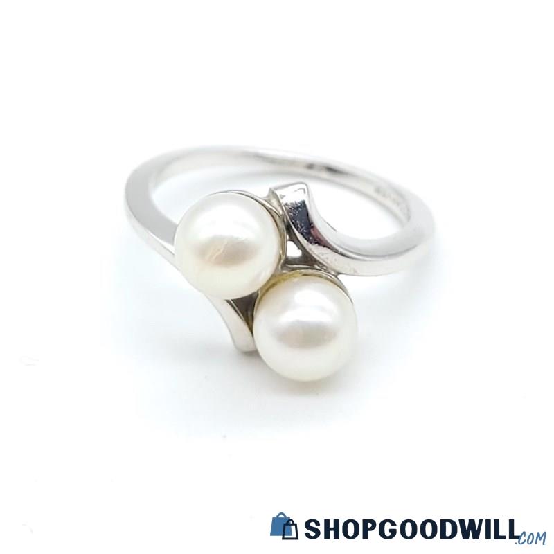 14K WG ART CARVED Cultured Pearl Ring (Size 5 1/2) 3.68 Grams