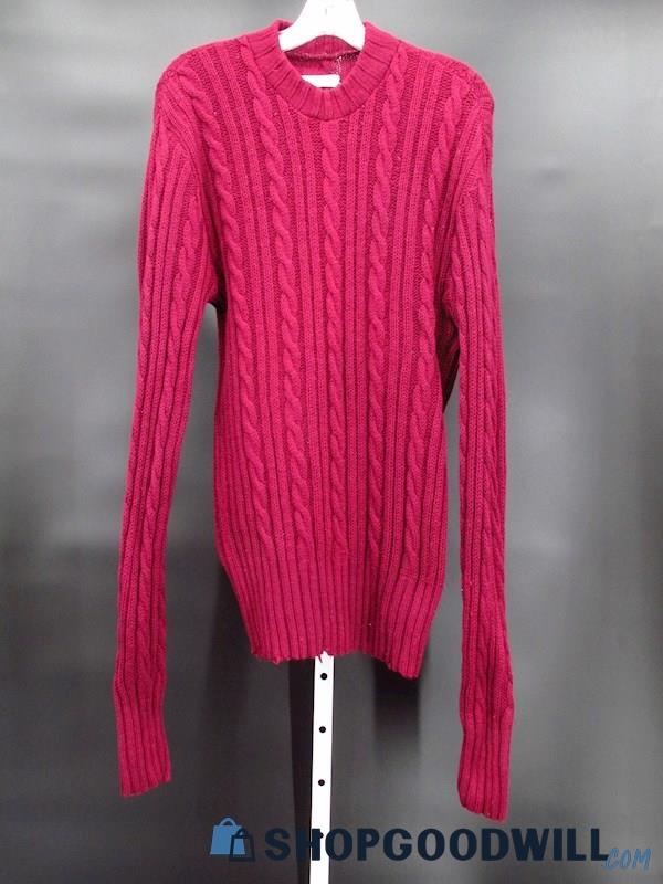 Vintage Women's Burgundy Cable Knit Sweater Custom Size