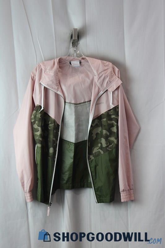 Columbia Women's Pink/Green Full Zip Sweater SZ-M