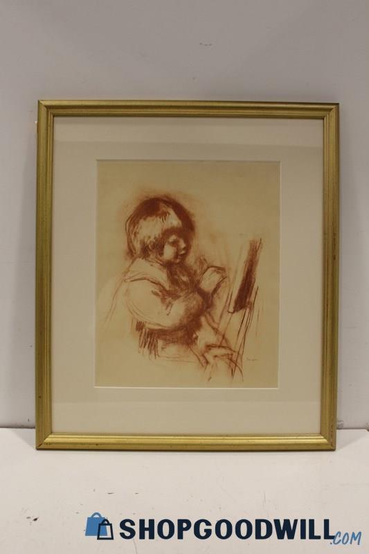 Pierre-Auguste Renoir Framed Chalk on Paper Print of Son Claude Drawing 'Coco'