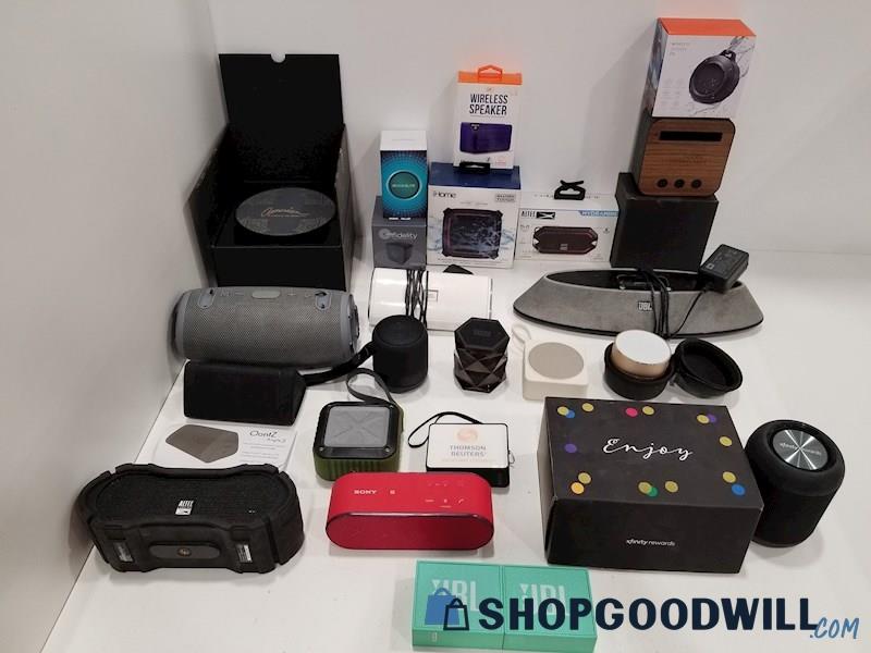 Mixed Brands BlueTooth & Other Small Speakers Lot JBL, Sony, Altec Lansing+More