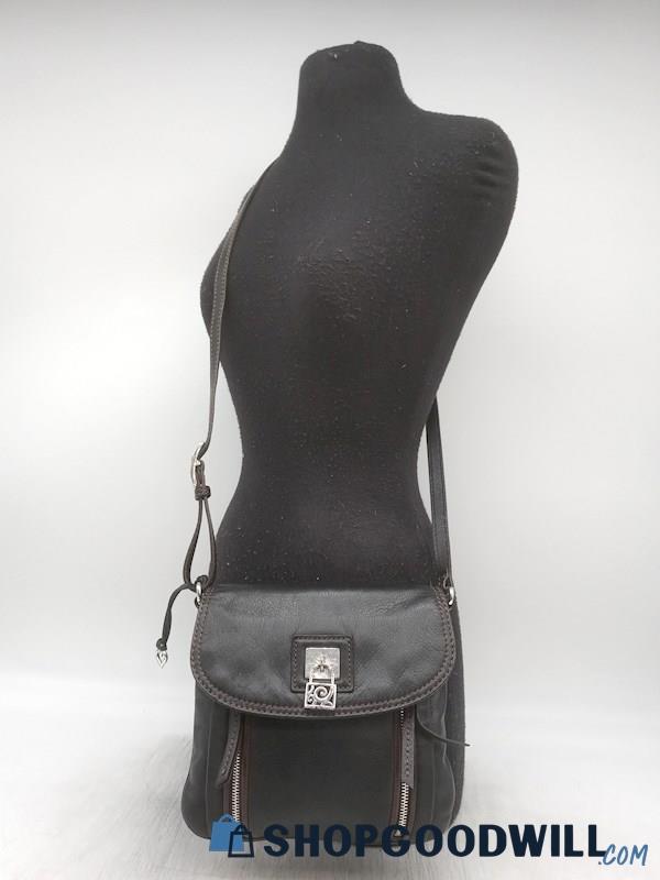 Brighton Templeton Black Pebble Leather Crossbody Handbag Purse
