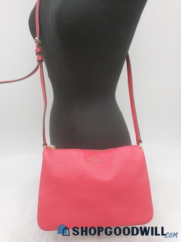 Kate Spade Red Pebble Leather 2 Pocket Crossbody Handbag Purse