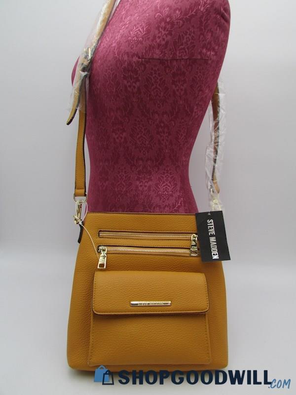 NWT Steve Madden B Lana Mustard Faux Leather Crossbody Handbag Purse