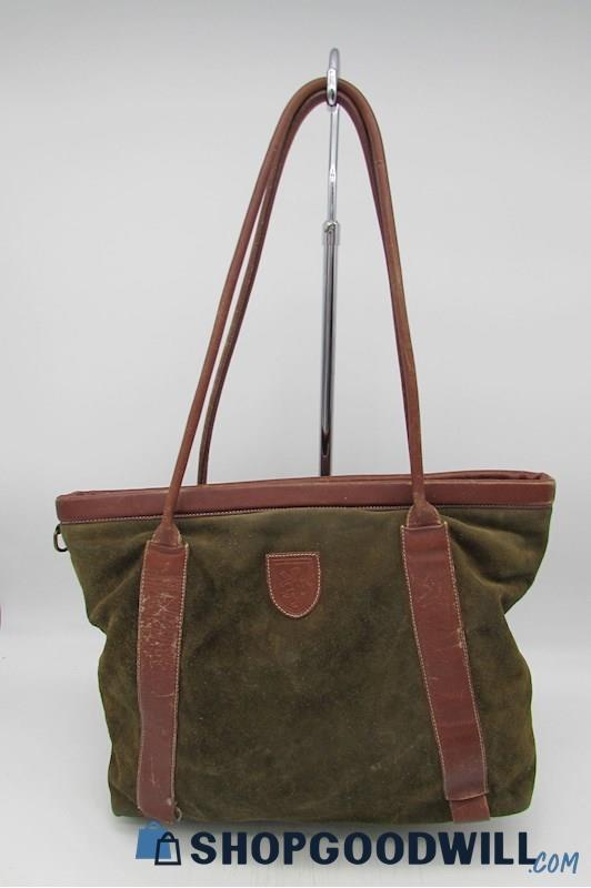 Vintage Talbots Green Suede & Leather Tote handbag purse