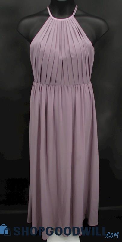 Sorella Vita Women's Dusty Purple Pleated High Neck Open Back Formal Gown SZ 10
