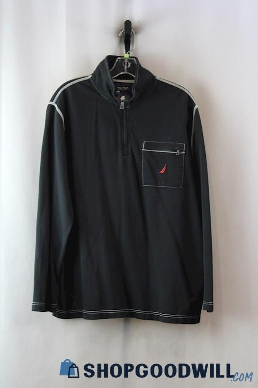 Nautica Men's Black 1/4 Zip Sweater SZ-L