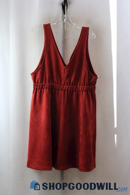 NWT Beautiful Soul Women's Red Faux Suede V-Neck Dress SZ-XL