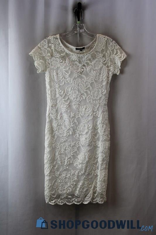 Ambiance Women's White Lace Overlay Dress SZ M
