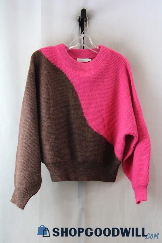 NWT Lush Women's Pink/Brown Pull Over Knit Sweater sz L
