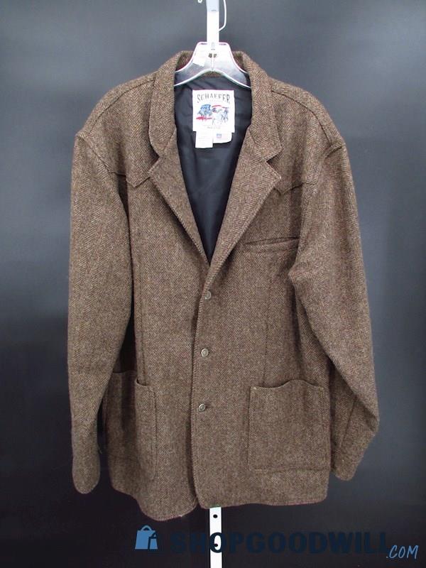 Vintage Schaefer Outfitter Men's Brown Wool Suit Jacket SZ XL 