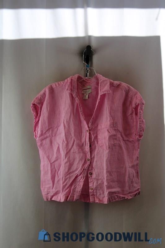 Rachel Zoe Women's Pink Linen Crop Shirt SZ M