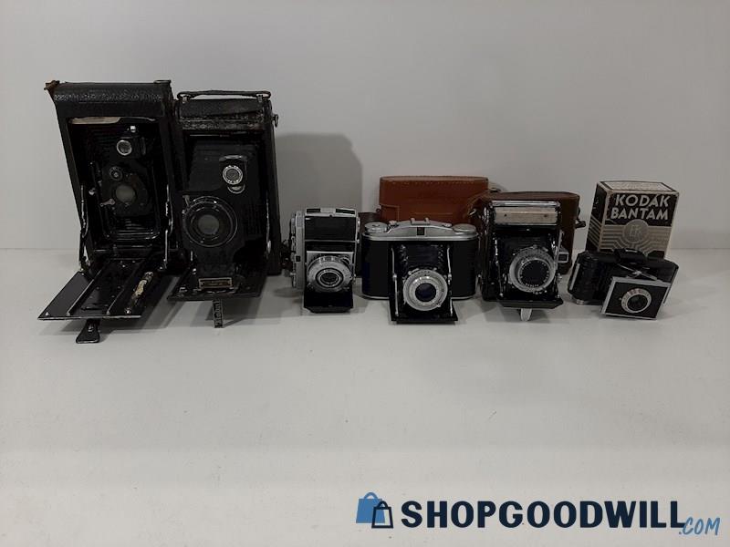6 Vintage Ica Kodak Jr. Pronto Synchro-Compur Bantam More Folding Film Cameras