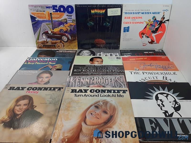 (b) 17 Popular LPs Very Good Indy 500 Hollywood Diana Ross Ray Conniff Country +