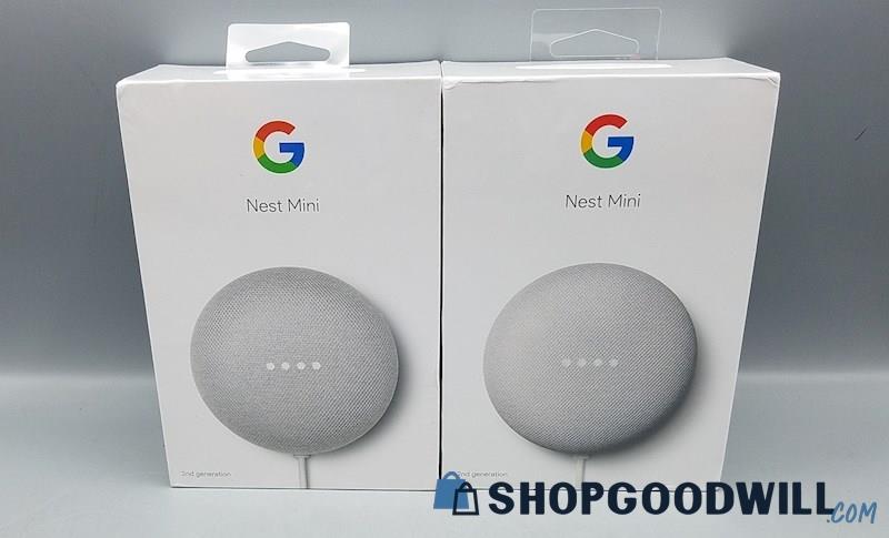 2 SEALED Google Nest Mini 2nd Gen Smart Speakers