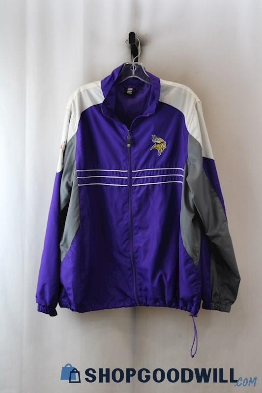 NFL Men's Purple MN Vikings Graphic Windbreaker Jacket sz L