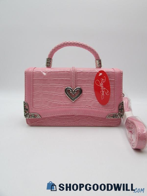 NWT Bingham Pink Faux Croc Leather Top Handle Crossbody Handbag Purse