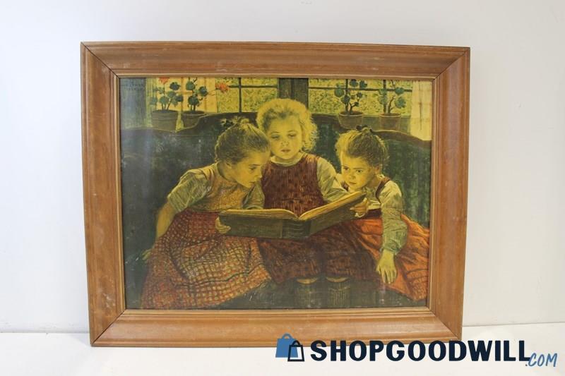 'The Fairytale' Vintage No Glass-Framed Unsigned Art Print by Walter Firle