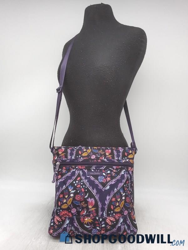 Vera Bradley Fox Wood Meadow Purple/Black Nylon Crossbody Handbag Purse