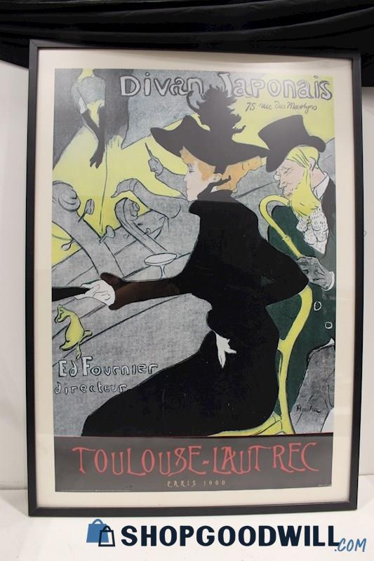 Unsigned Henri De Toulouse-Lautrec Framed Vtg Litho Print 'Divan Japonais' PU