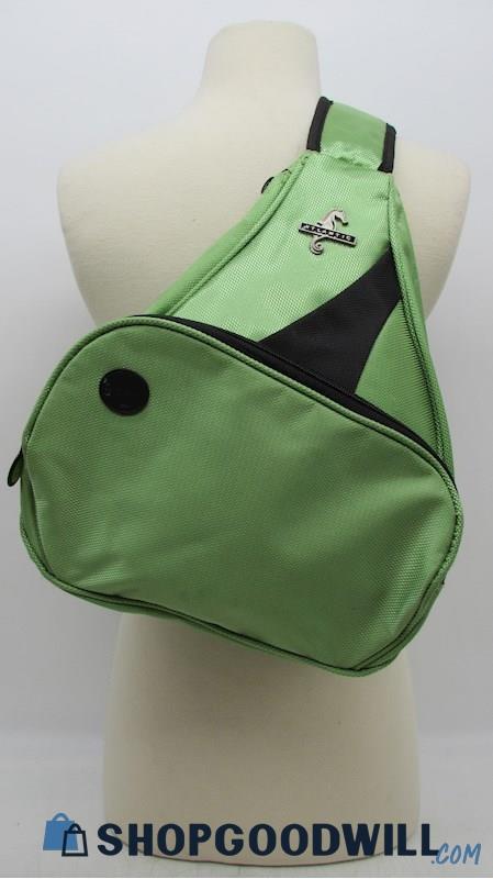 Atlantic Seahorse Lime Green Black Textured Polyester Med. Sling Handbag Purse