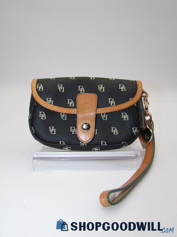 Dooney & Bourke Vintage Black Signature Small Flap Wristlet Handbag Purse