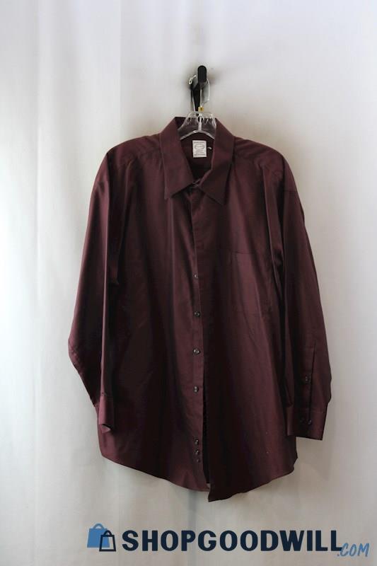 Pronto Uomo Men's Burgundy Button Up Shirt SZ-17.5x32/33