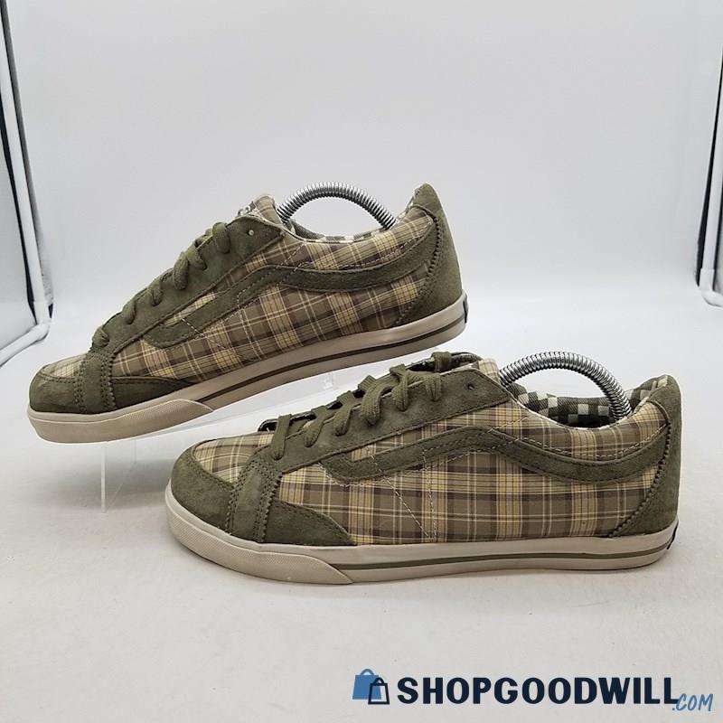 Vans Women's Elbe Green Plaid Fabric/Suede Sneakers Sz 11