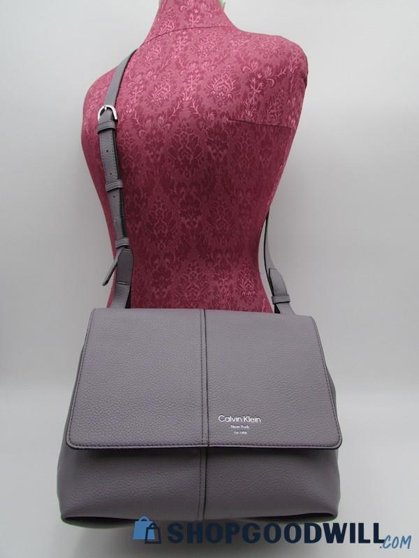 Calvin Klein Myra Lavender Frost Mam Made Leather Crossbody Handbag Purse